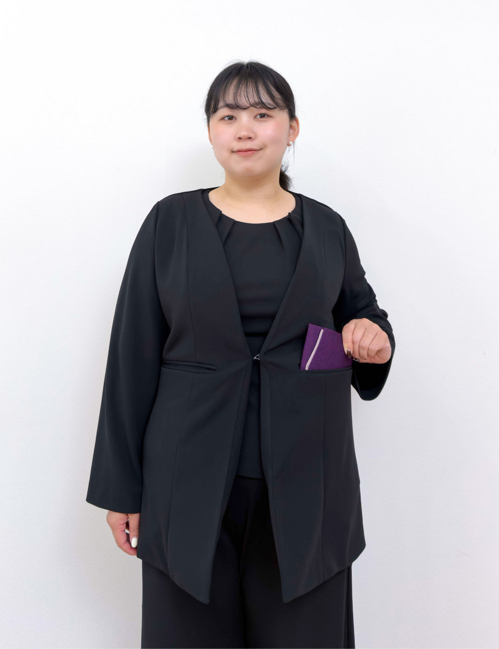 Washable, stretchy black formal wear (3-piece pants set)