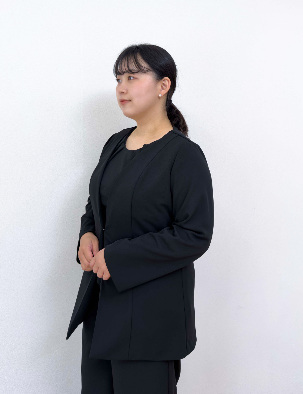 Washable, stretchy black formal wear (3-piece pants set)