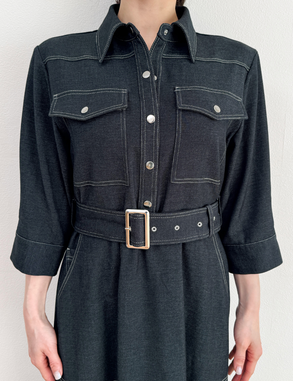 Denim-like shirt dress