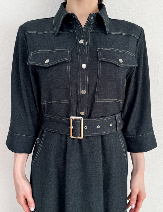 Denim-like shirt dress