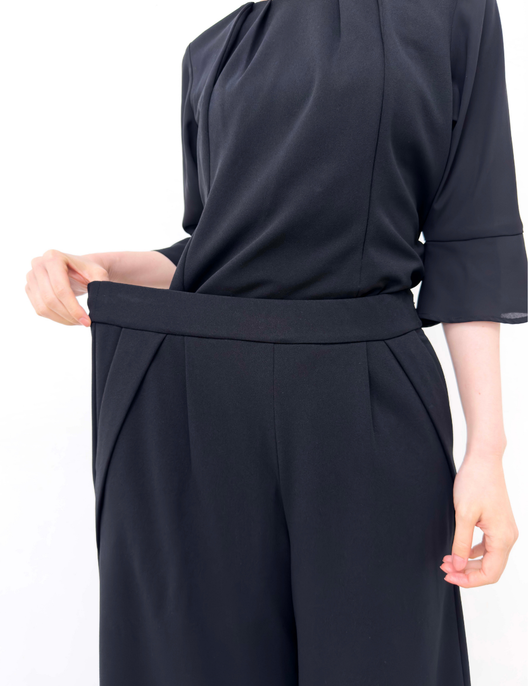Washable, stretchy black formal wear (3-piece pants set)