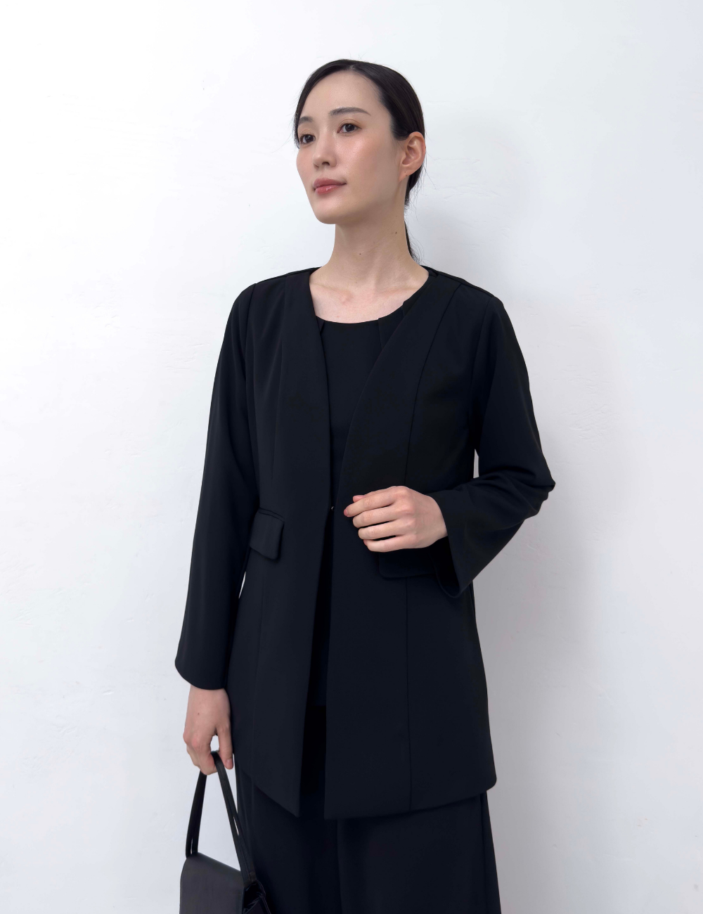 Washable, stretchy black formal wear (3-piece pants set)