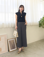 Side pleated straight pants