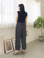 Side pleated straight pants