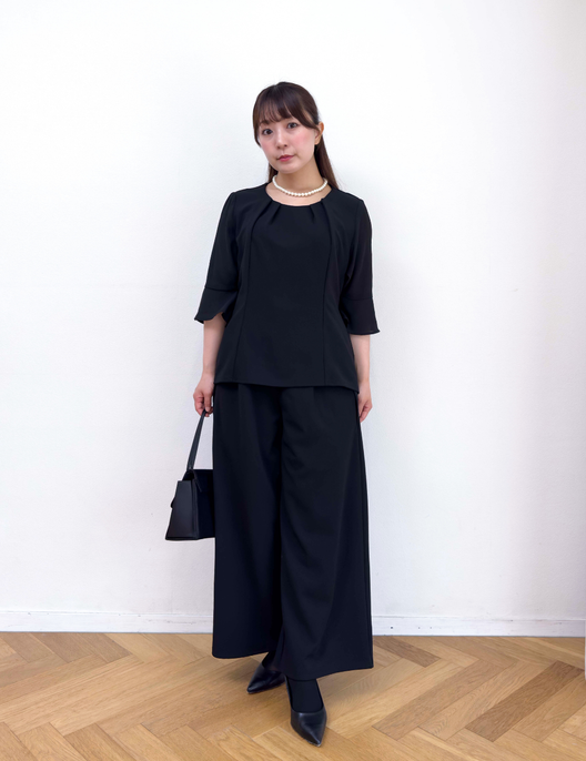 Washable, stretchy black formal wear (3-piece pants set)
