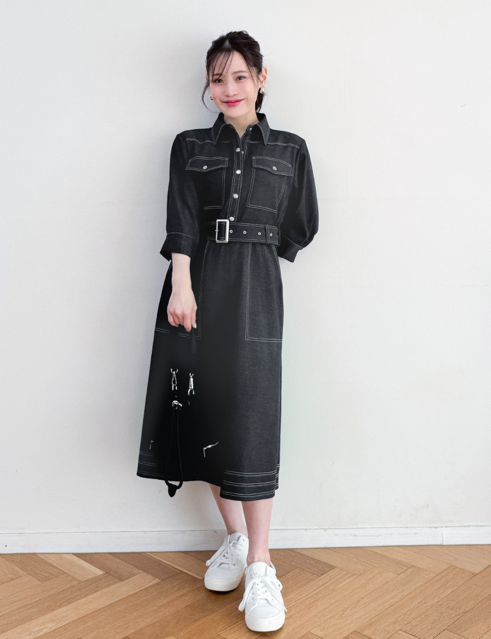 Denim-like shirt dress