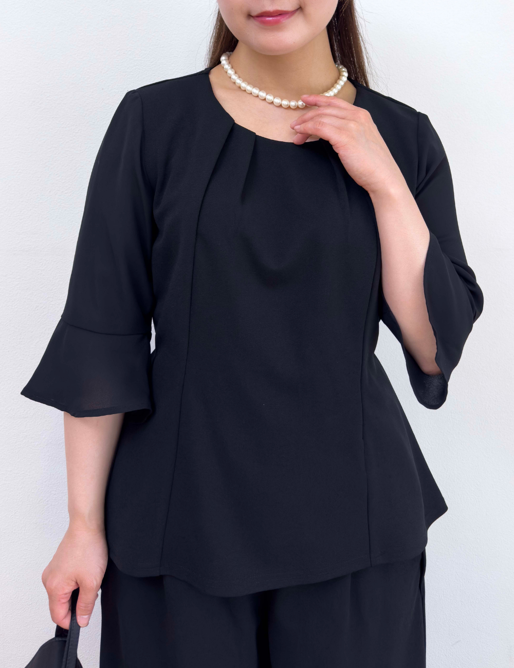 Washable, stretchy black formal wear (3-piece pants set)