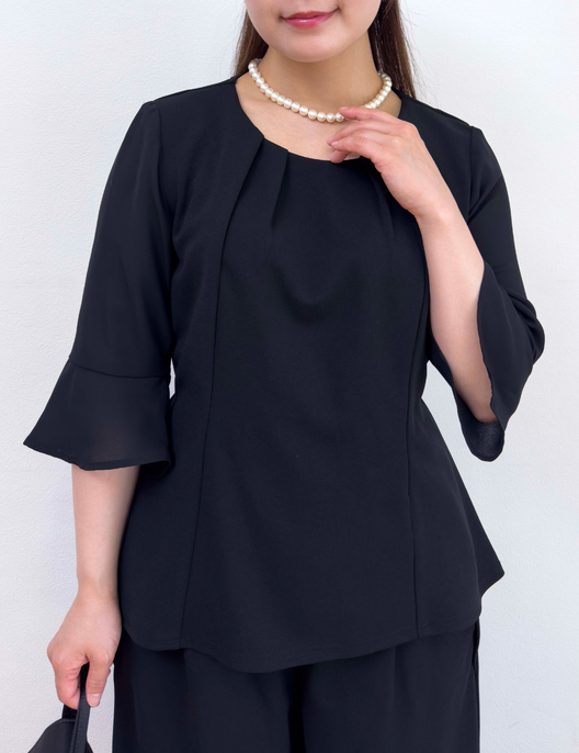 Washable, stretchy black formal wear (3-piece pants set)