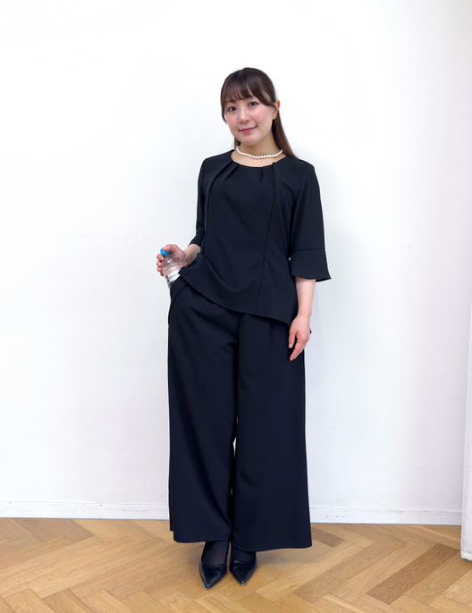 Washable, stretchy black formal wear (3-piece pants set)