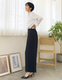Side pleated straight pants
