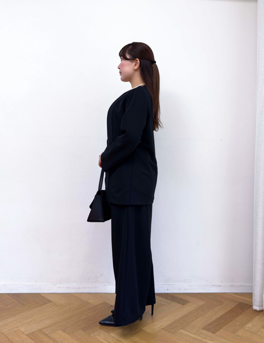 Washable, stretchy black formal wear (3-piece pants set)