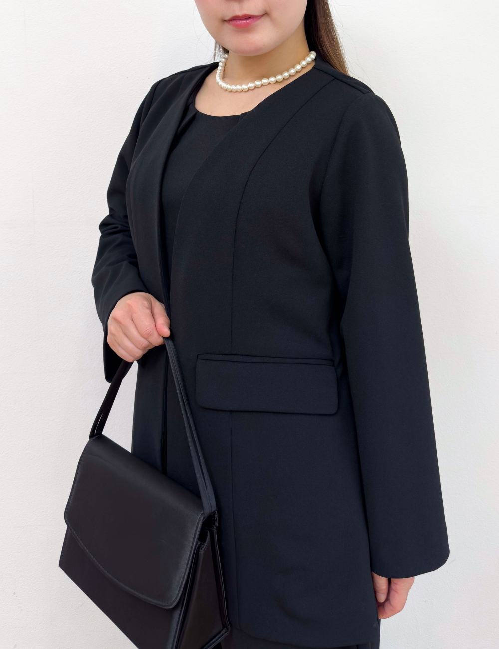 Washable, stretchy black formal wear (3-piece pants set)