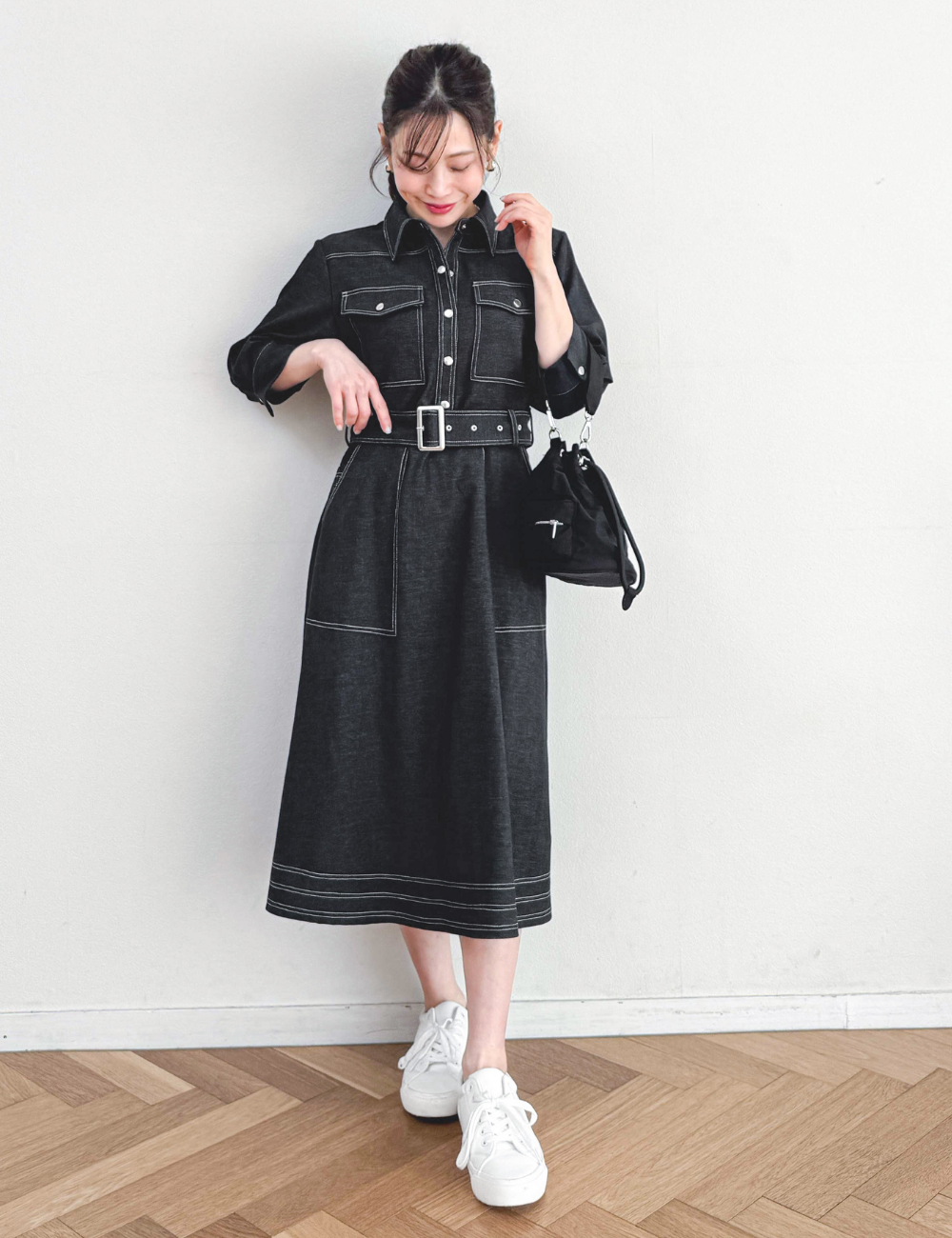 Denim-like shirt dress