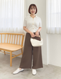 Side pleated straight pants