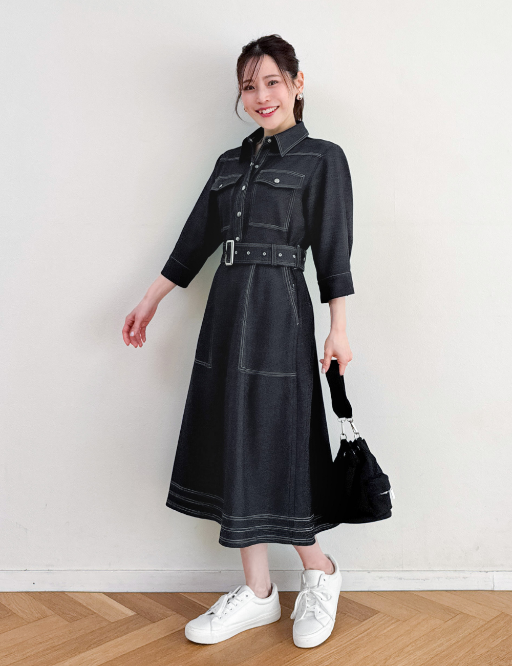 Denim-like shirt dress