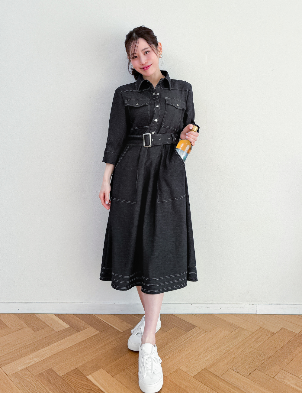 Denim-like shirt dress