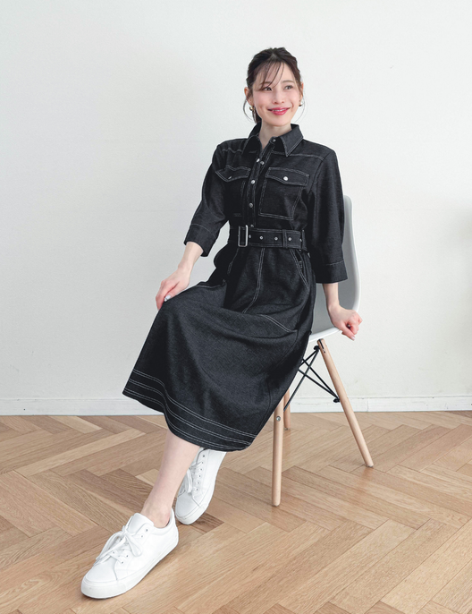 Denim-like shirt dress