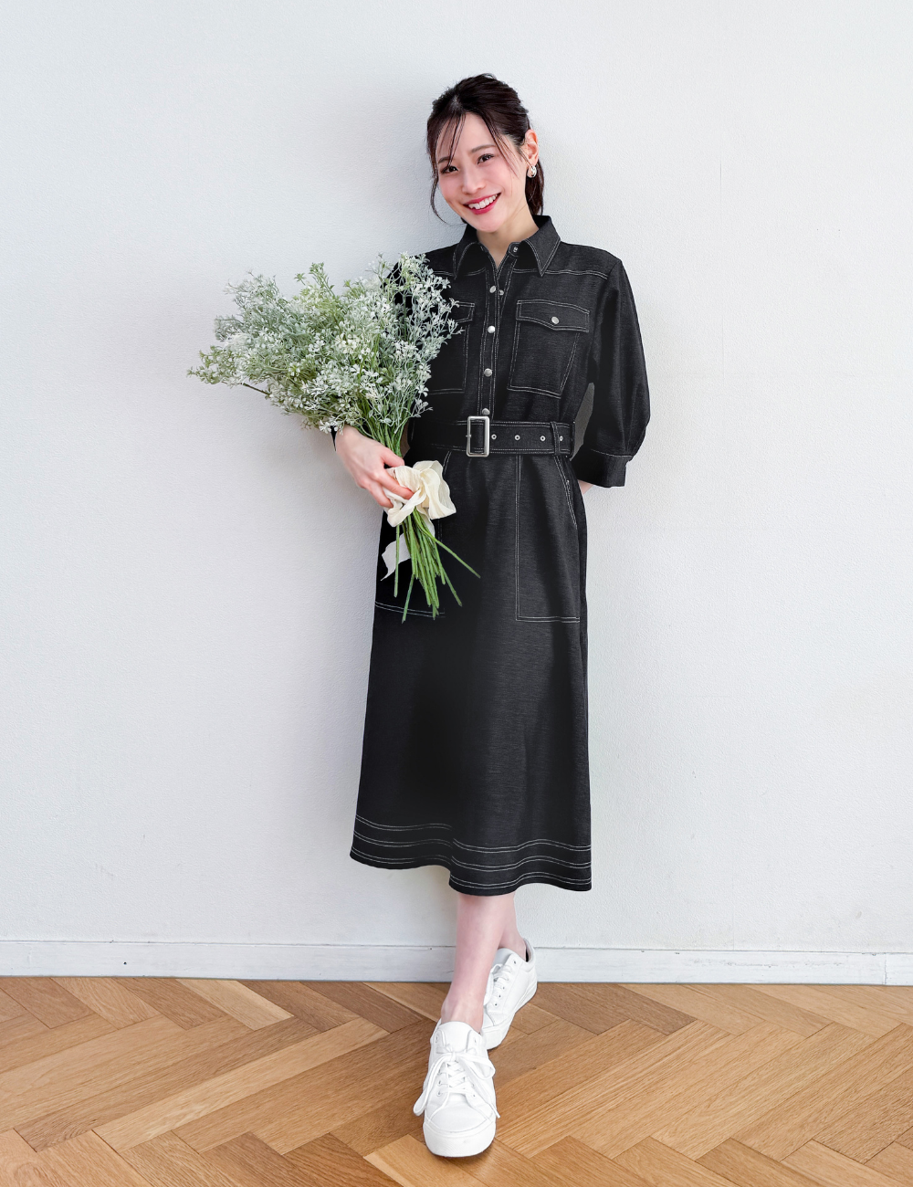 Denim-like shirt dress