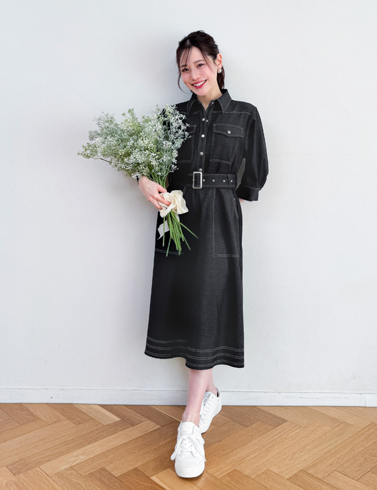 Denim-like shirt dress
