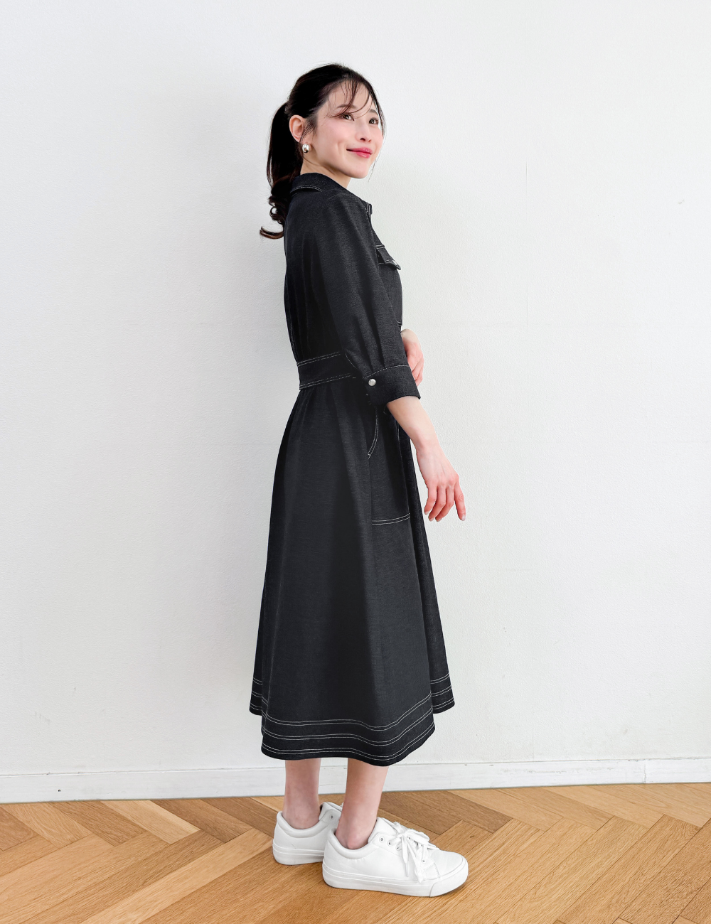 Denim-like shirt dress