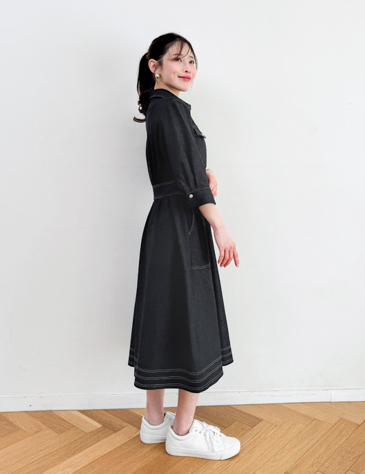 Denim-like shirt dress