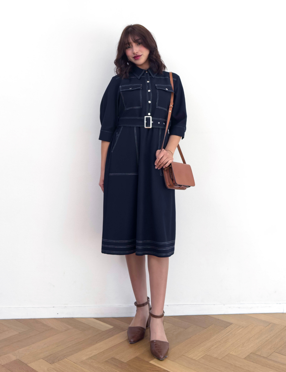 Denim-like shirt dress