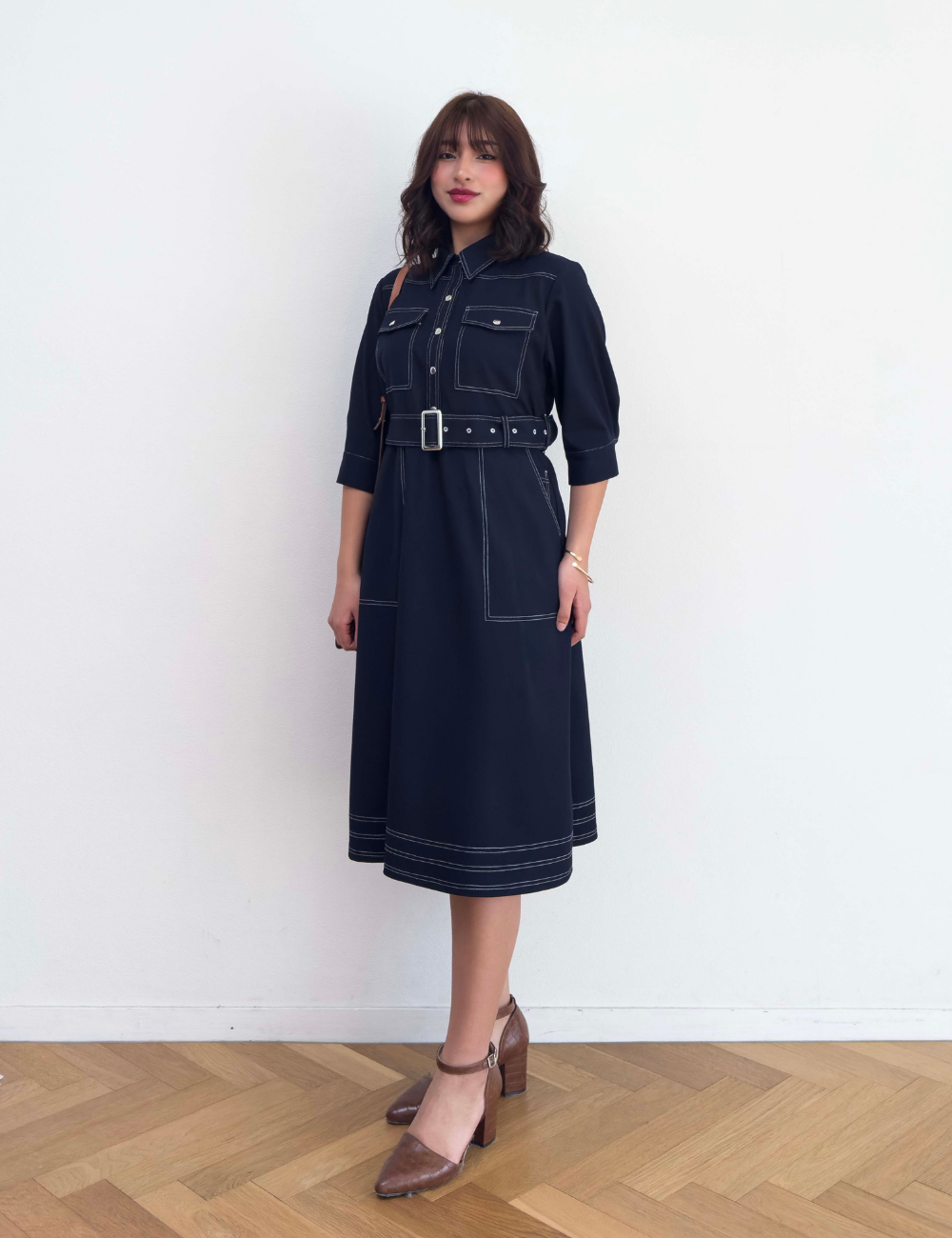 Denim-like shirt dress