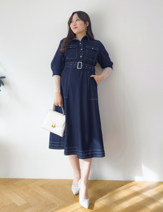 Denim-like shirt dress