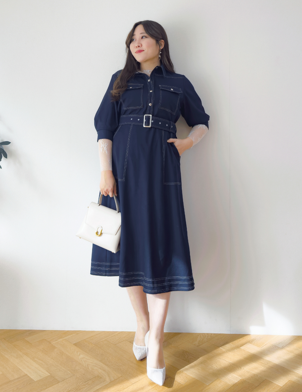 Denim-like shirt dress