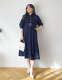 Denim-like shirt dress