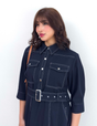Denim-like shirt dress