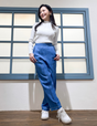 [Basic Line] Stretch denim-like pants