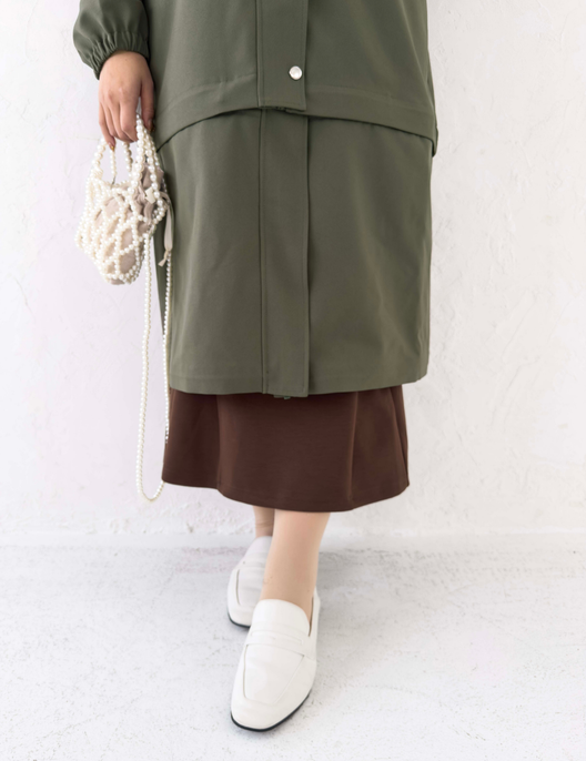 CINEMATIQ 【日本製制電生地】デイリーBAGレインコート カーキ ディティール