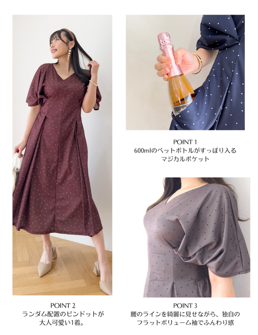 ドットドリーミースリーブワンピ| CINEMATIQ by Pinup Closet ドットドリーミースリーブワンピ| CINEMATIQ by Pinup Closet