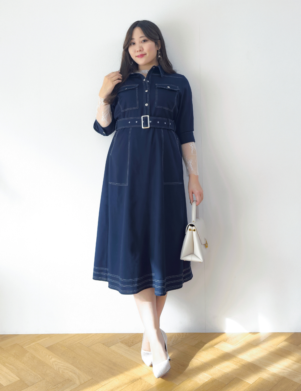 Denim-like shirt dress