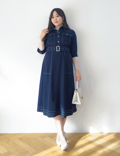 Denim-like shirt dress