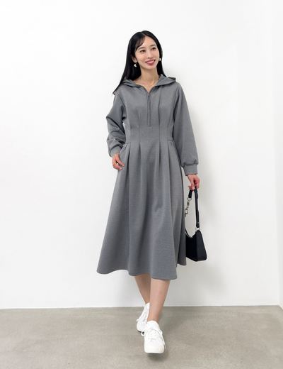 [Basic Line] Double Pocket Hoodie Dress [Pre-order]