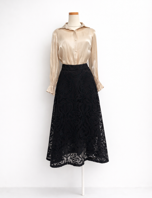 CINEMATIQ シアーレーススカート ブラック