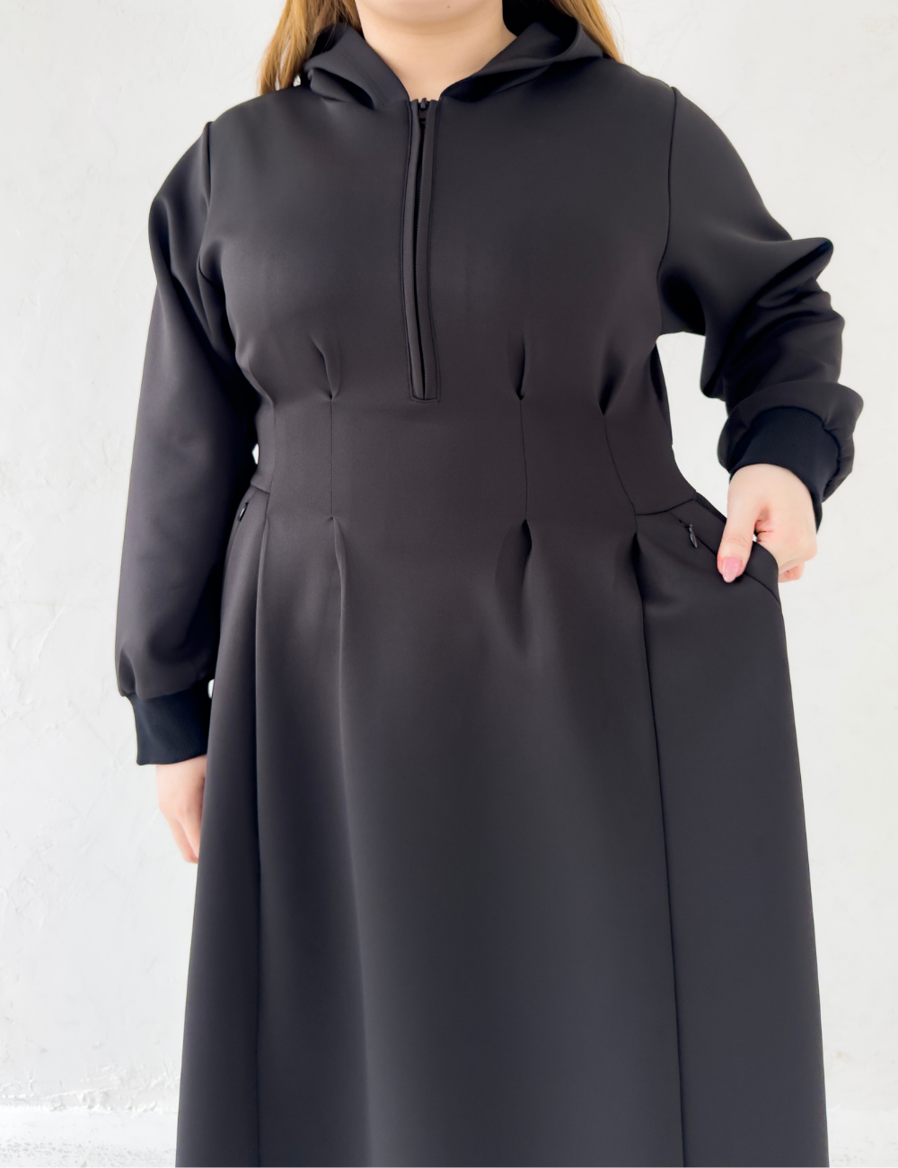 【ベーシックライン】ダブルポケットパーカーワンピ