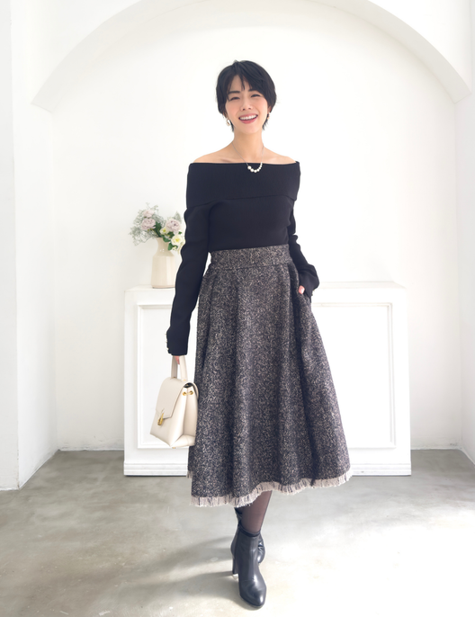 ツイードフリンジAラインスカート| CINEMATIQ by Pinup Closet ツイードフリンジAラインスカート| CINEMATIQ by Pinup Closet