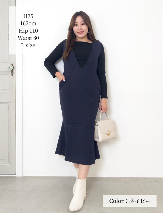 【べーシックライン】ダブルポケットジャンパースカート