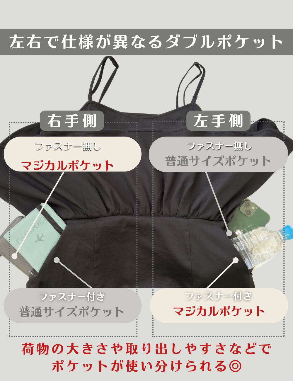 ダブルポケットキャミワンピ
