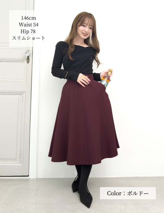 Pintuck flared skirt