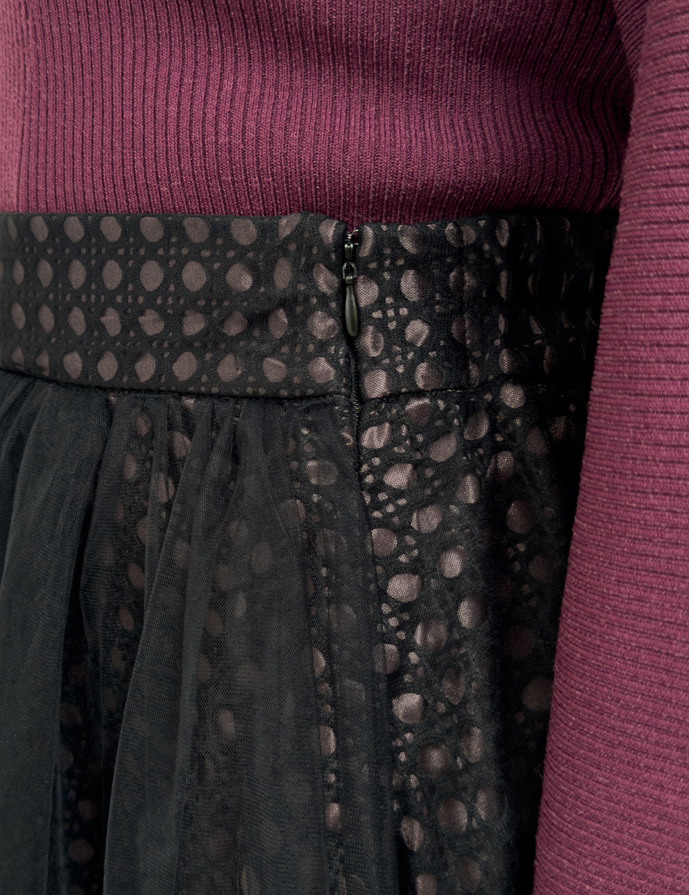 CINEMATIQ チュールレイヤードスカート ブラック ディティール