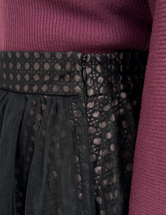 CINEMATIQ チュールレイヤードスカート ブラック ディティール