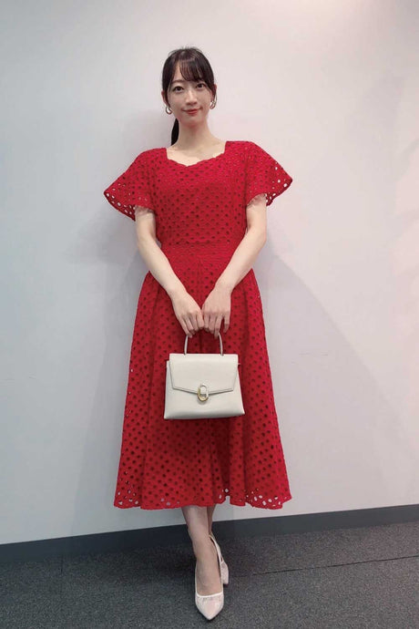 2wayアイレットレースワンピ/レッド/F