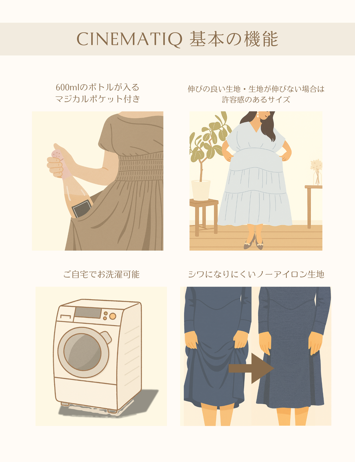 CINEMATIQ リアルフリージレワンピ 機能説明