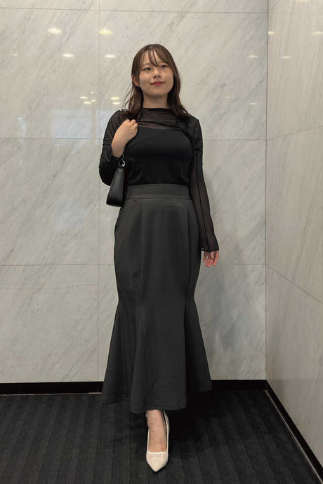 マーメイドスカートでオフィススタイルコーディネート