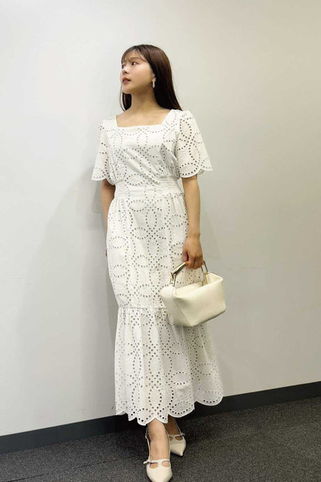 2wayレースマーメイドワンピ/ホワイト/F