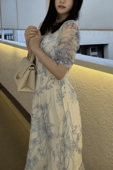 チュールフラワーワンピ/ホワイト/F